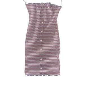 Chocolate Dress Womens Small Multicolor Striped Button Front Tube Summer USA